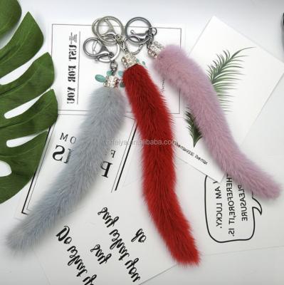 China Real Natural Cheap Wholesale Casual Mink Fur Tail Bag Pendant Key Chain for sale