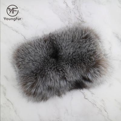 China Luxury Custom Made Color Fox Fur Muff Silver Fox Fur Cuff With Headband for sale