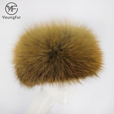 China Winter Fur Headband Women Wholesale Elastic Real Red Fox Headband Lady Christmas Hair Accessories Big Fur Headbands Custom Natural Raccoon Fur for sale