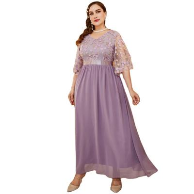 China Spring 2022 Viable Plus Size Women's Maxi Dresses Large Luxury Designer Oversized Elegant Chic Evening Muslim Clothing Long for sale