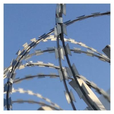 China Variety And Easy To Install Coil Barbed Prices Hot Dipped Galvanized Razor Concertina Razor Wire for sale