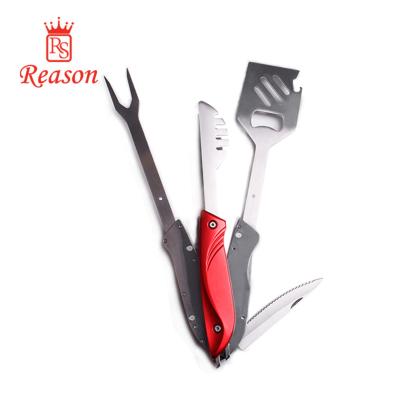 China Easily Cleaned 2Cr13SS 4 In 1 Multi Function BBQ Tool Kits, Garden Tool Kit Aluminum With Paint Handle for sale