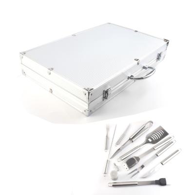 China Aluminum Case Easily Cleaned 28 Piece Stainless Steel Promotional BBQ Tool Kit for sale