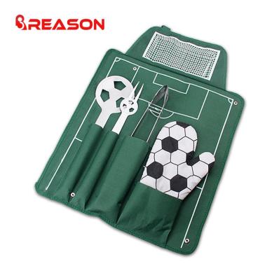 China Easily Cleaned Football Shaped Grill Set Apron Barbecue Tool Kit For World Cup for sale