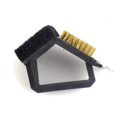 China New Products Easily Cleaned On The China Market Small 3 Sides Barbecue Grill Cleaning Brush With PP Handle for sale