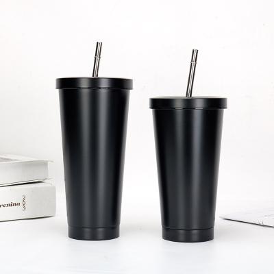 China Modern Simple Stored Leak Tumbler Shaker Double Wall Cola Travel Stainless Steel Water Cup Iced Bottle With Straw for sale