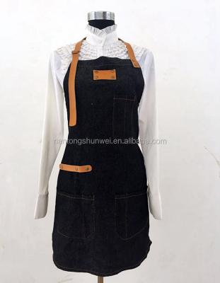 China High quanlity durable durable denim unisex work leather aprons for haircut and restaurant waiters for sale