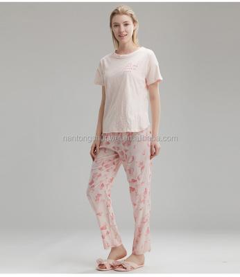 China Breathable Cotton Print Night Wear Pajamas / Ladies Summer Pajamas For Women for sale