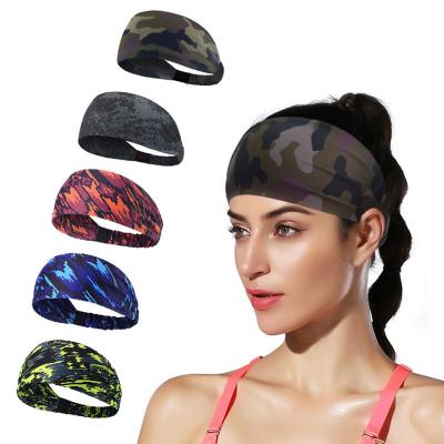 China Sports Stretchy Camouflage Running Headband , In Anti Slip Yoga Running Custom Elastic Sport Sweat Headband for sale