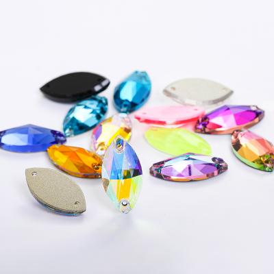 China Brilliant colors Xichuan Navette shaped 45 colors wholesale flatback k9 glass for sew on ab stones rhinestones rhinestones diy crystal deco accessories for sale