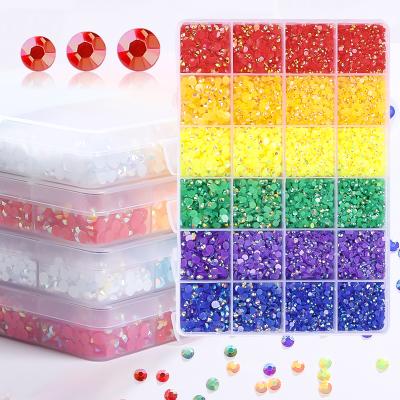 China Flatback Xichuan 3 - 5mm 19800PCS Mixed Color 24 Grids Flatback Freeze Non-Hot Fix Clear Rhinestones Rhinestones AB Resin Rhinestones For DIY Nail Art for sale