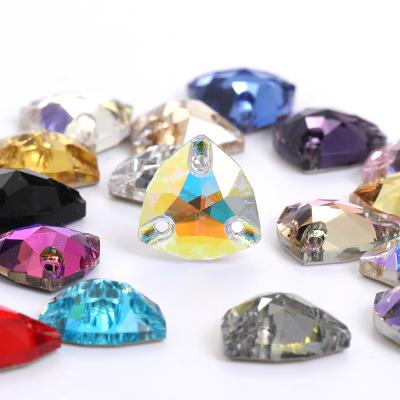 China Various Colors Xichuan Big Triangle DIY Hot Selling Shining Crystal k9 Glass Sew On Rhinestones Rhinestones Fancy Stones For Wedding Dress Decoration for sale