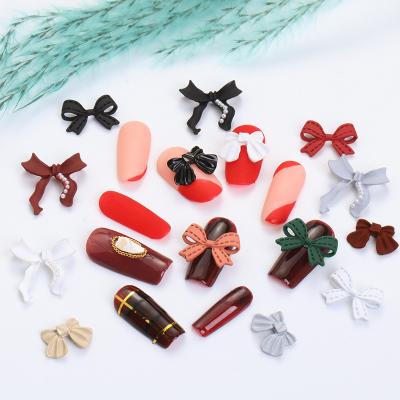 China Wholesale High Quality Non-Hot Supply Nail Art Alloy Bow Sliver 3D Fix Custom Shinning Crystal Rhinestone Bows Kit DIY Rhinestones for sale