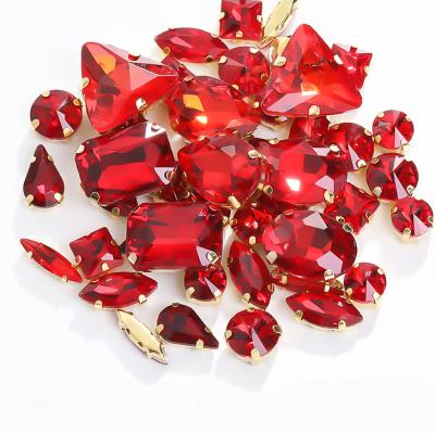 China Claw Rhinestone Xichuan Mixed Shapes 12 Colors Crystal Glass Loose Stone With Gold Claw Setting DIY Sewing Fancy Sew On Claw Bead Rhinestone for sale