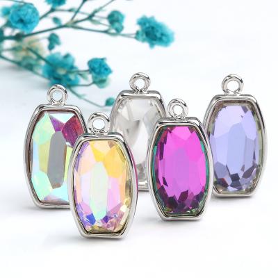 China Xichuan FASHIONABLE Copper Lower Alloy 13.5*17.6mm Single Hole Glass Rhinestone Simple Hanging Pillow Earrings DIY Pendant Jewelry for sale