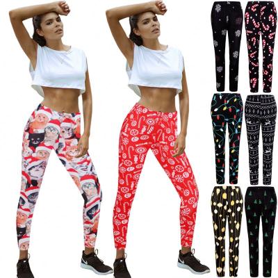 China Anti-Wrinkle Christmas Printing Yoga Women's Pants Ladies Nightgown Pant Ladies Casual Pant Women Legging Pants for sale