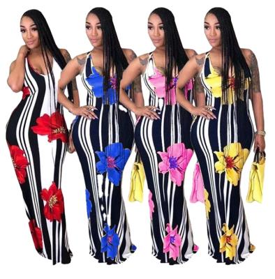 China Factory Supply Anti-Static Plus Size Women's Fashion Printed Dress Sleeveless Casual Maxi Dress for sale