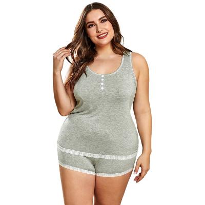 China 2021 New Breathable Plus-size Women With 2 Piece Home Pajamas Suit Solid Color Sports Pajamas Invest Pajamas Women for sale