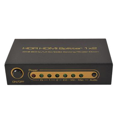 China HDSP0013M1 2.0 HDMI Splitter 1x2 HDMI 2.0 Splitter 4K/60H Metal House UHD EDID Scaler Down HDSP0013M1 for sale