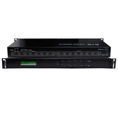 China 1U Rack House OEM ODM 8 Input 8 Output Switcher Video Splitter 1080P 3D Matrix HDMI 8x8 HDMI Matrix Switcher for sale