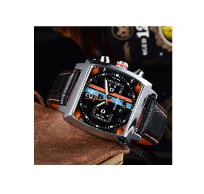 China 2022 fashion business men\'s leather strap quartz analog dial luxury popular square watch\dress fashion for sale