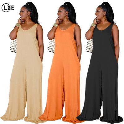 China White LXE227 Pocket Leg Casual Loose Wide Leg Overalls Female Viable Loungewear 2021 - PT for sale