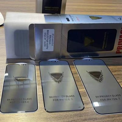 China Anti-SPY OG Armor 3D Privacy Tempered Glass Screen Protector High Gold 9H Aluminum For iPhone 12 for sale