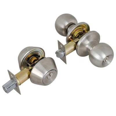 China Waterproof single stainless steel deadbolt ball lock keyed same round security entry knob lever door lock for sale