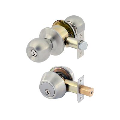 China 201(304) stainless steel knobset deadbolt lock key door handle knob waterproof cylindrical combination lock for sale