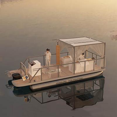 China Fishning Ecocampor Customized Leisure SPA Vacation Massage Party House Restaurant Pontoon Boat for sale