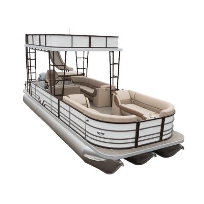 China Brand New Party And Entertainment Double Deck Sport Pontoon Boat With Slide for sale