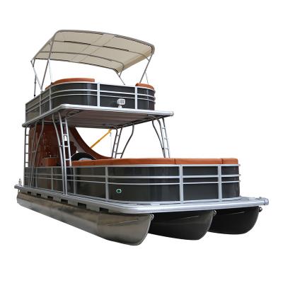 China 2020 Best Large Fishing Party Double Decker Salvage Pontoon Boat With Cruise Trailer For Sale for sale