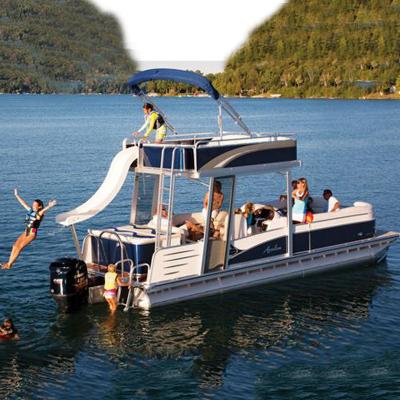 China Best Quality 30 ft Tritoon Party Pontoon Cruiser Double Decker Legend Pedal Pontoon Boat For Sale for sale