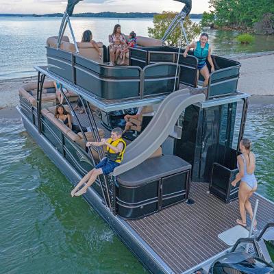 China Kinocean 2022 Family Party Cruise Luxury Double Decker Pontoon Boat With Bathroom And Slide For Sale for sale