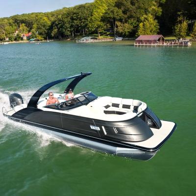 China Large aluminum luxury high end sport tritoon pontoon boat for sale for sale