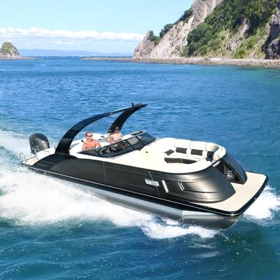 China 2022 tritoon boats luxury aluminum pontoon wakesurf pontoon boat for sale