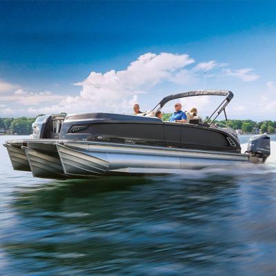 China Fishing sport tritoon fiberglass pontoon boat luxury high end yacht with ISO2008 and CE for sale