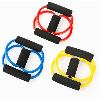 China Thickened Exercise Loop Band Figure-8 Resistance Band With Padded Handles for sale