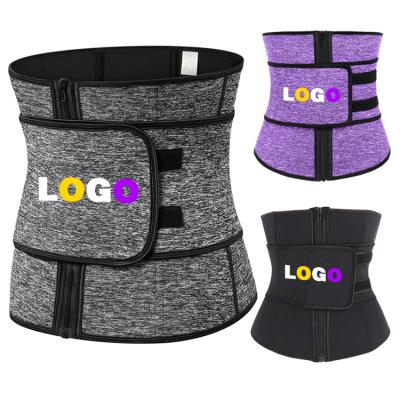 China Custom Viable Custom Logo Adjustable Sweat Workout Waist Support Belt And Zipper Neoprene Waist Trainer for sale