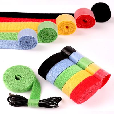 China Sustainable Factory Double Side Self Grabbing Reusable Nylon Back To Back Hook And Loop Cable Ties Roll for sale