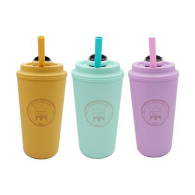 China Customized Viable Design Plastic Drinking Bottle 450ml With Slide Lid Bpa Free, Personalized Plastic Cups With Silicone Straw for sale