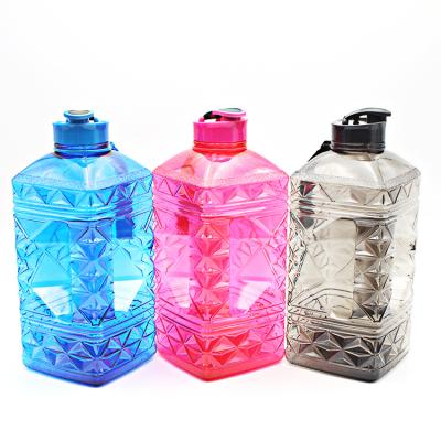 China Plastic Fitness 2.2L Diamond Shape Water Bottle Large Capacity Sustainable Durable BPA FREE Sports Drinking Jug for sale