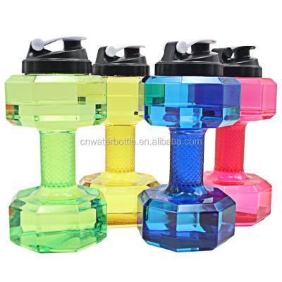 China Alibaba joyshakering big dumbbell 2.2L shape plastic water bottle hot product sustainable bestsellers on alibaba for sale