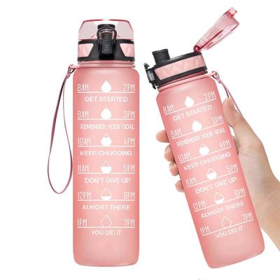 China 1L Toofeel Time Mark Portable Reusable BPA Free Viable Matte OEM Sports Word Space Motivational Mug For Fitness for sale