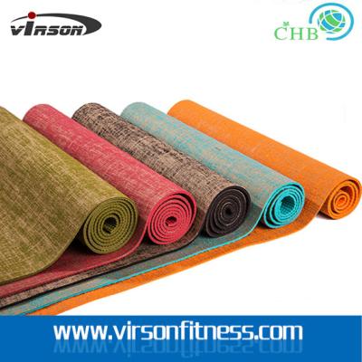 중국 Virson  eco jute cloth pvc yoga mat.chepst gym/fitness yoga mat. pvc yoga mat 판매용