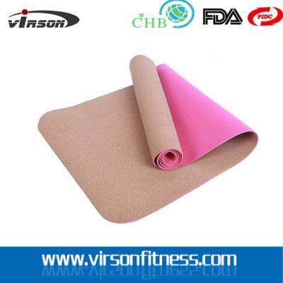 중국 Ningbo virson Anti--slip eco cork TPE yoga mat.New Product Cork TPE Yoga Mat Manufacturer 판매용