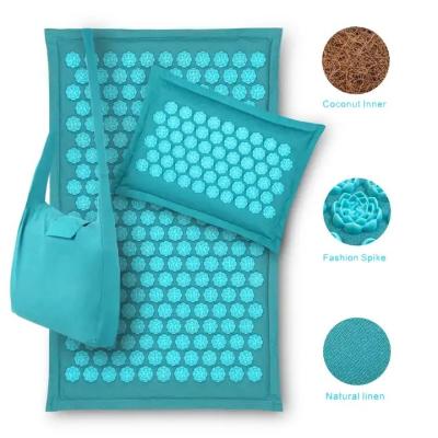 中国 Patent Design Natural Linen Acupressure Mat Foot Shakti Plastic Spikes Massage Acupressure Mat and Pillow Set 販売のため