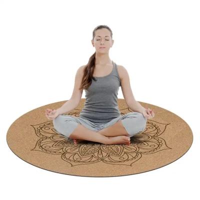 China Marmol redondo corcho Eco caucho Fabricante personalizado Antideslizamiento Diseño personalizado Impreso esterilla de yoga para gimnasio fitness Pilates en venta