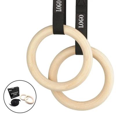 China Body Workout Exercise adjustable strap wooden gym ring Gymnastics Rings en venta