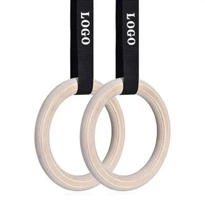 China High Quality Wood Adjustable Straps Pull Gym Gymnastic Rings Wooden fitness ring en venta